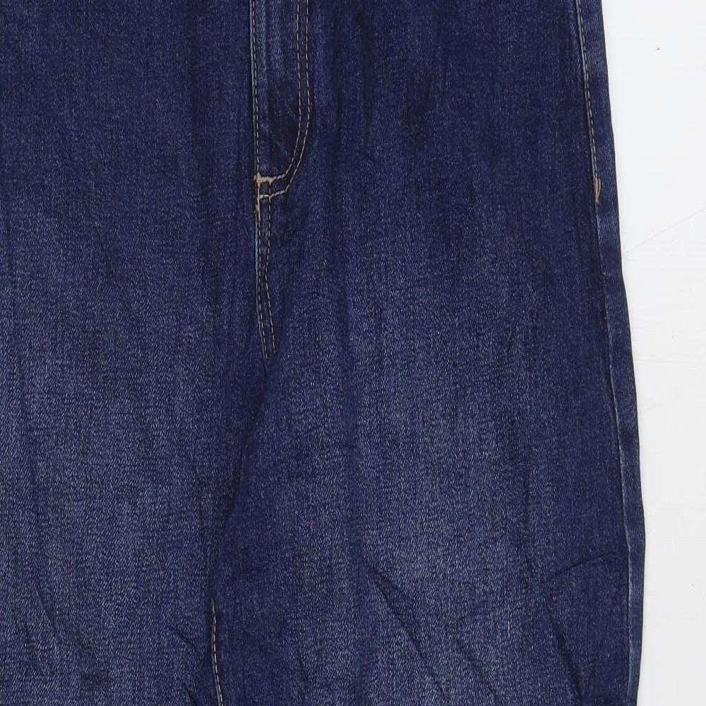 Marks and Spencer Womens Blue Cotton Straight Jeans Size 8 L27 in Regular Zip