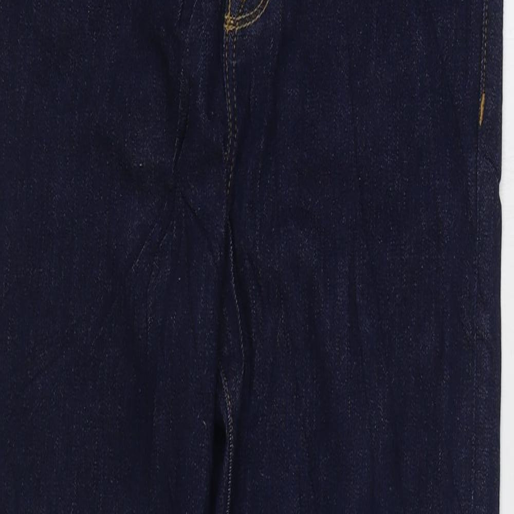 Marks and Spencer Womens Blue Cotton Straight Jeans Size 8 L28 in Regular Zip