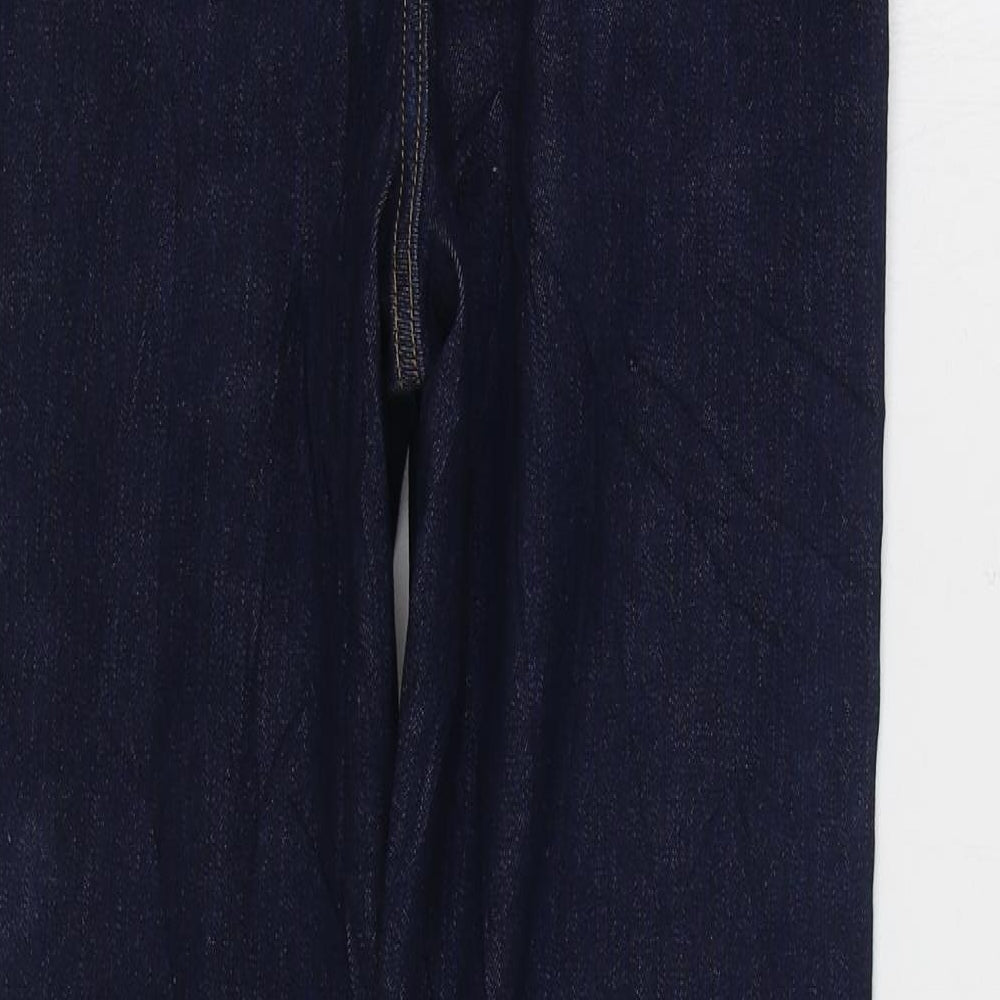 Marks and Spencer Womens Blue Cotton Straight Jeans Size 8 L28 in Regular Zip