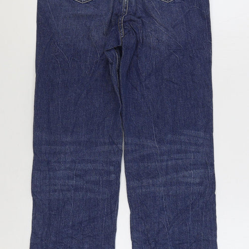 Marks and Spencer Womens Blue Cotton Straight Jeans Size 10 L30 in Regular Zip