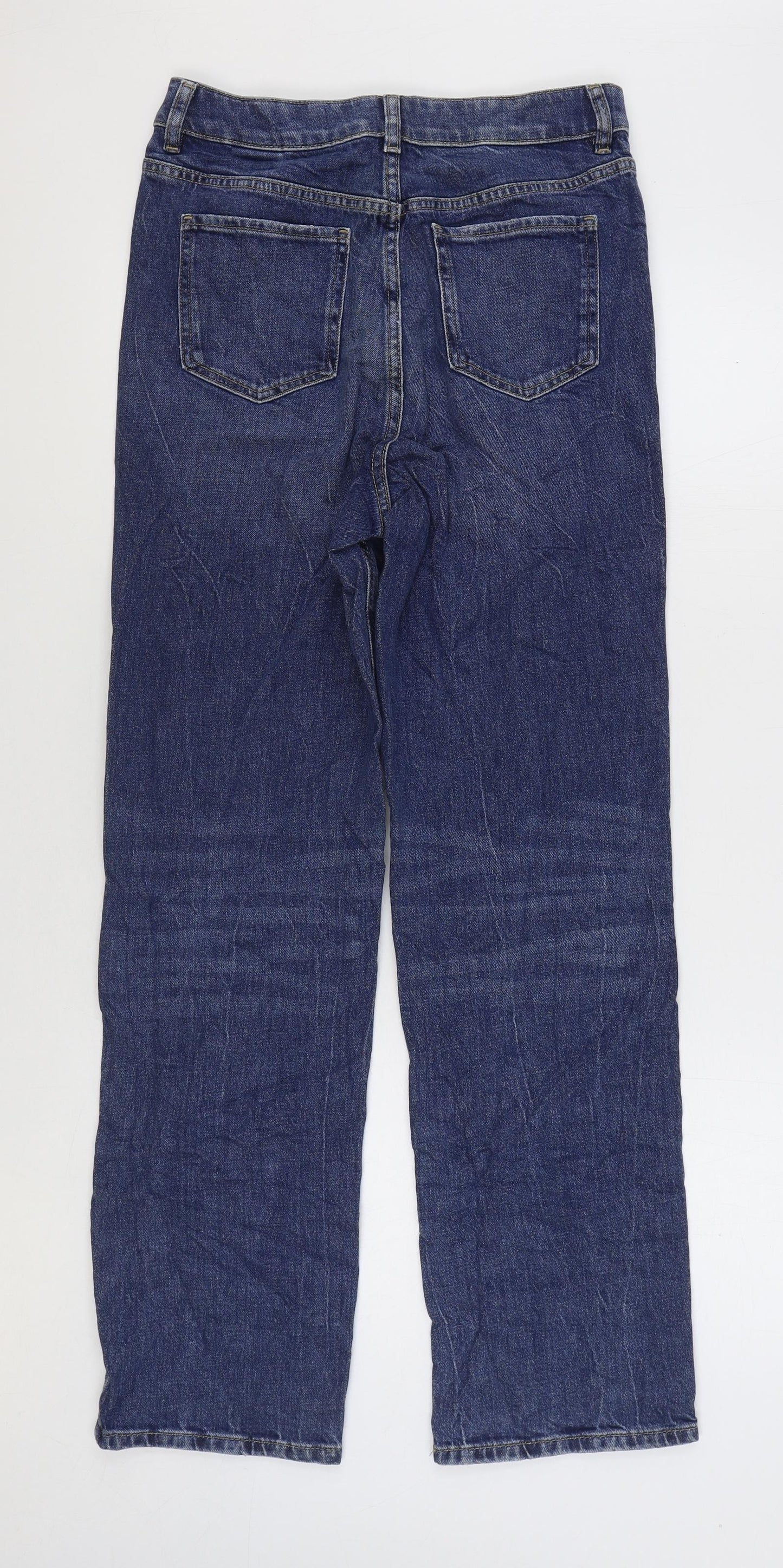 Marks and Spencer Womens Blue Cotton Straight Jeans Size 10 L30 in Regular Zip