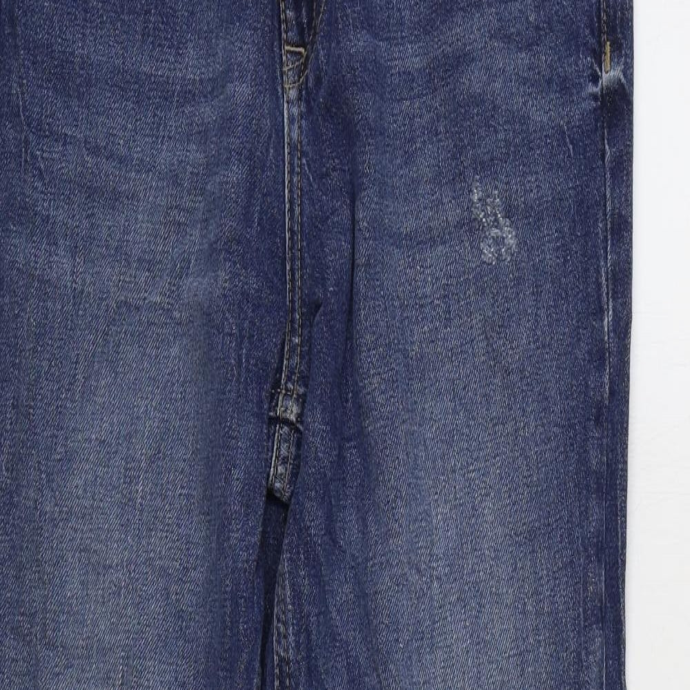 Marks and Spencer Womens Blue Cotton Straight Jeans Size 10 L30 in Regular Zip