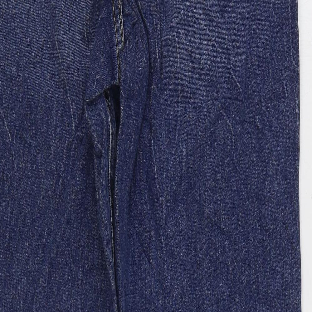 Marks and Spencer Womens Blue Cotton Straight Jeans Size 10 L30 in Regular Zip