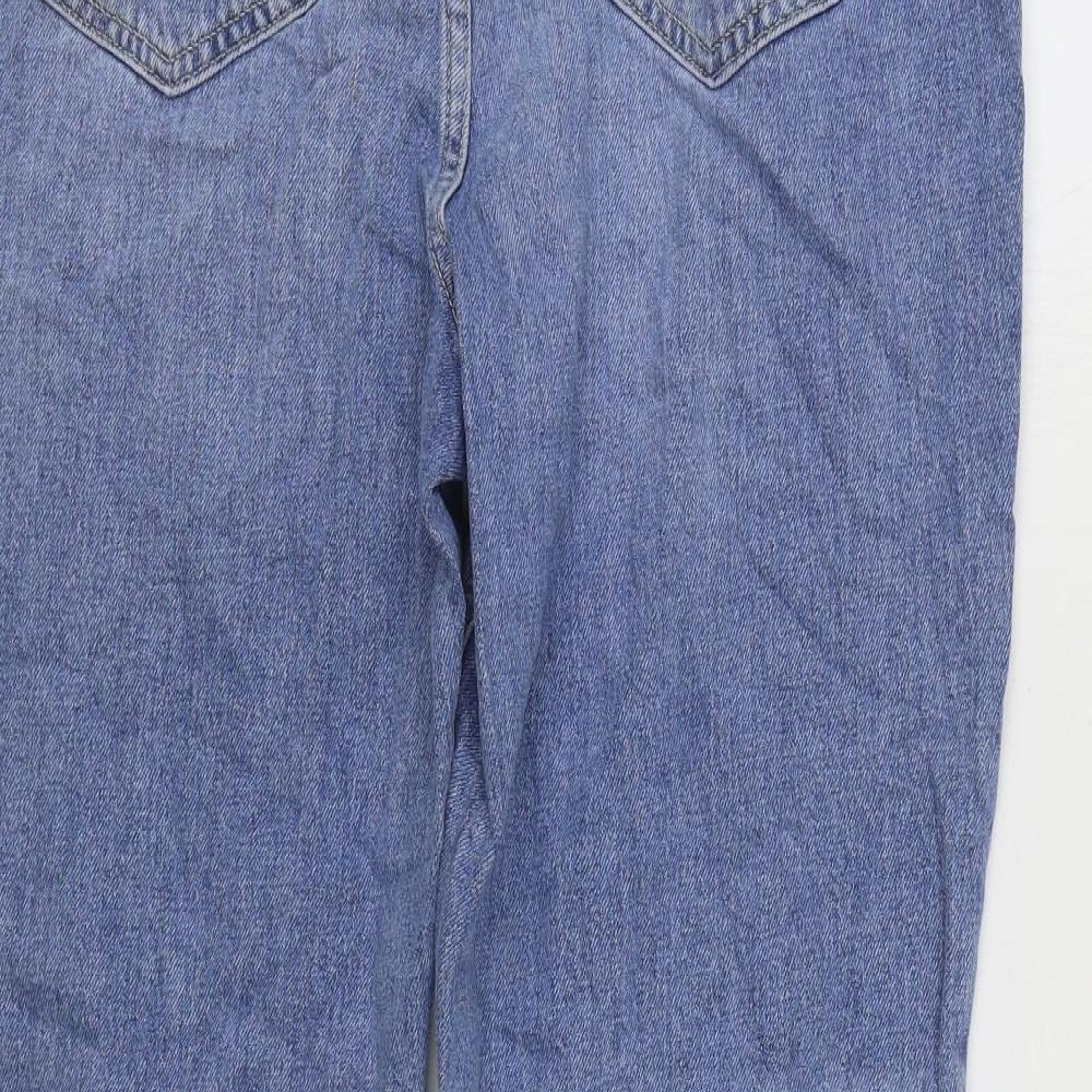 Marks and Spencer Womens Blue Cotton Straight Jeans Size 14 L28 in Regular Zip