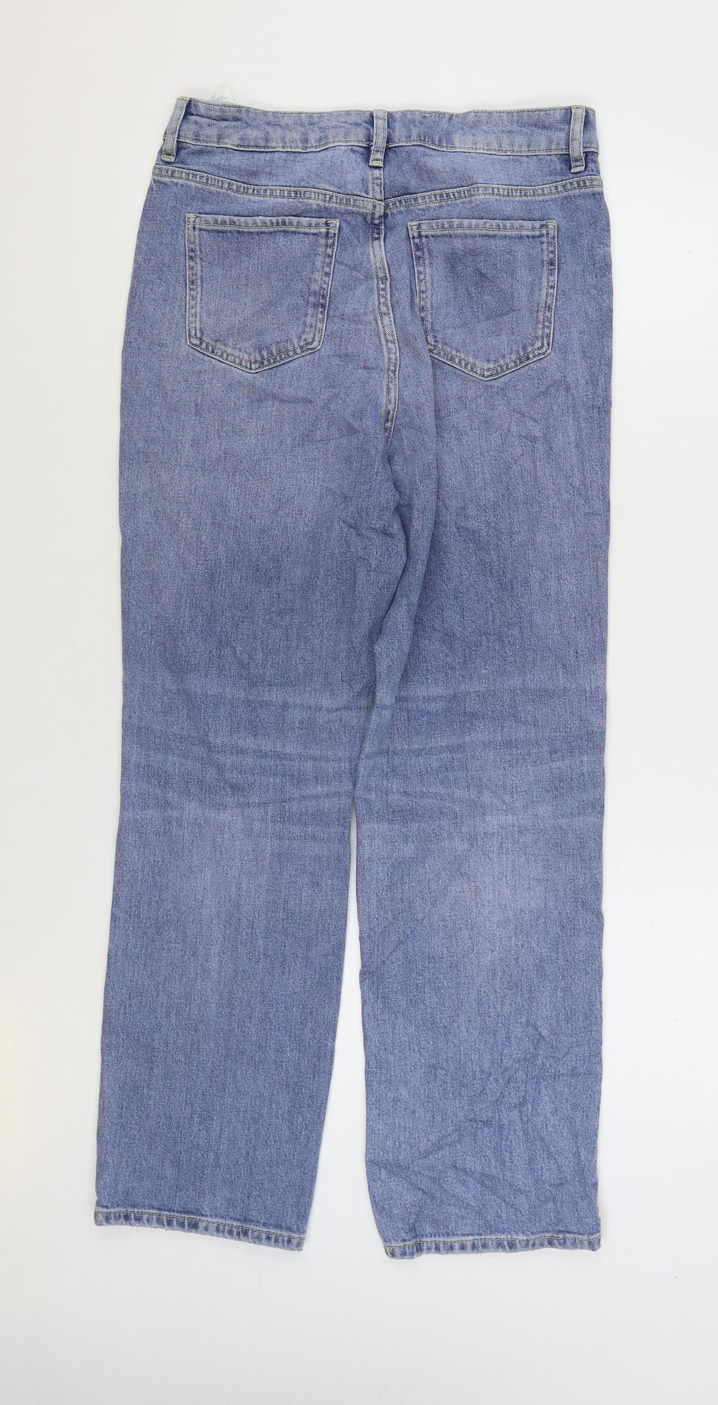 Marks and Spencer Womens Blue Cotton Straight Jeans Size 10 L29 in Regular Zip