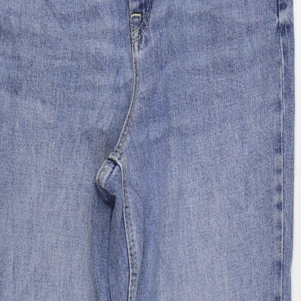 Marks and Spencer Womens Blue Cotton Straight Jeans Size 10 L29 in Regular Zip