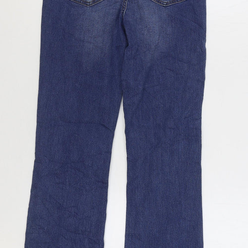 Marks and Spencer Womens Blue Cotton Bootcut Jeans Size 8 L32 in Regular Zip