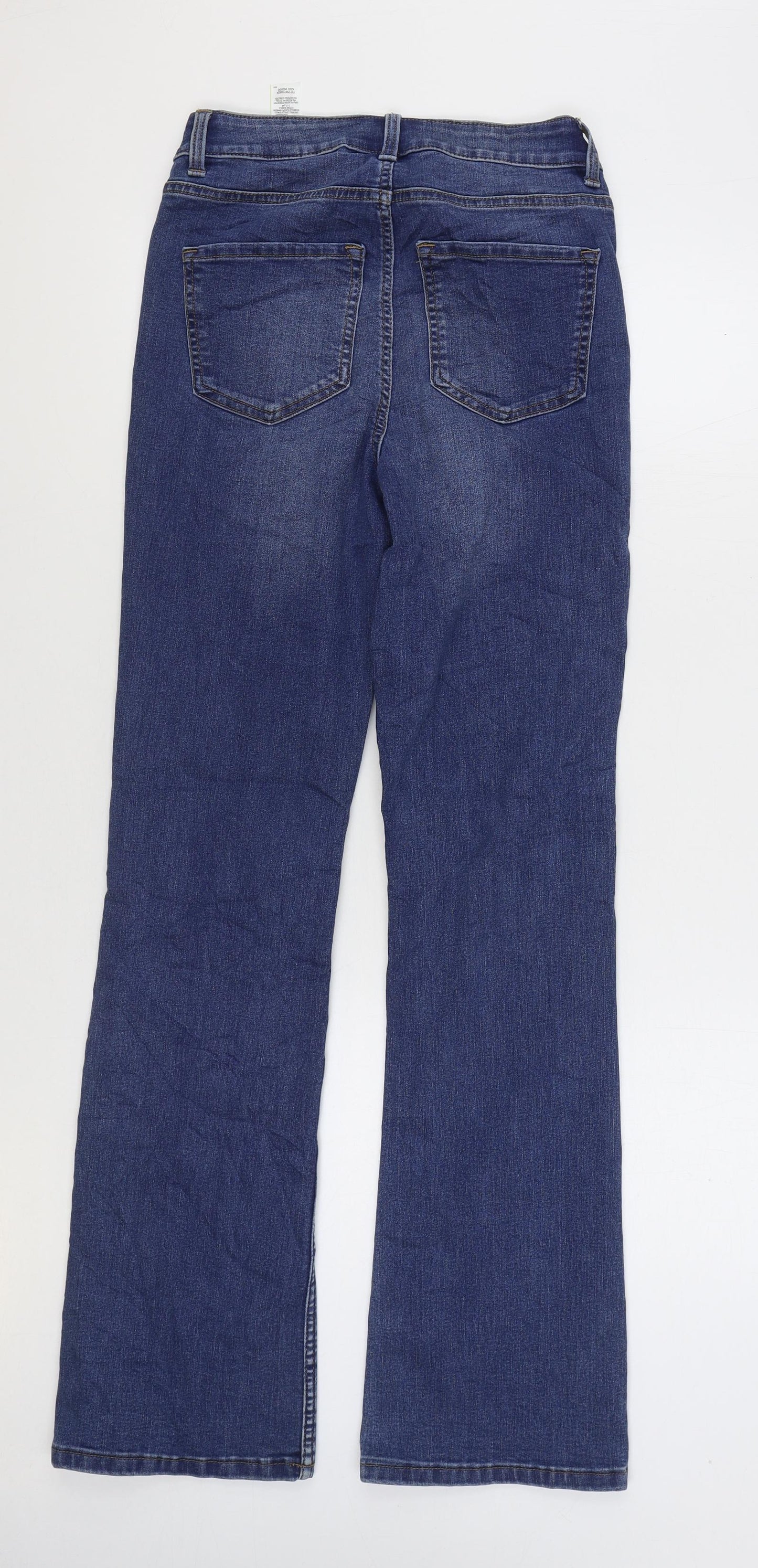 Marks and Spencer Womens Blue Cotton Bootcut Jeans Size 8 L32 in Regular Zip