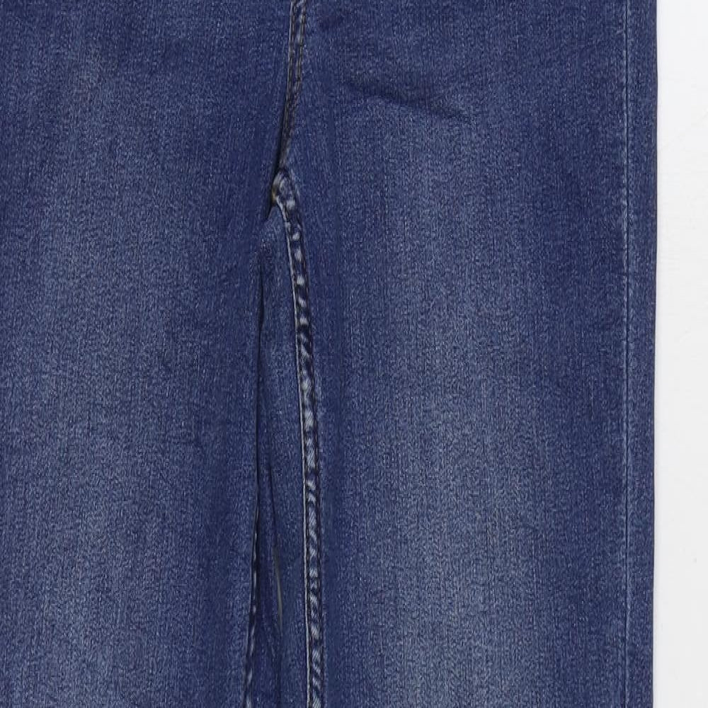 Marks and Spencer Womens Blue Cotton Bootcut Jeans Size 8 L32 in Regular Zip