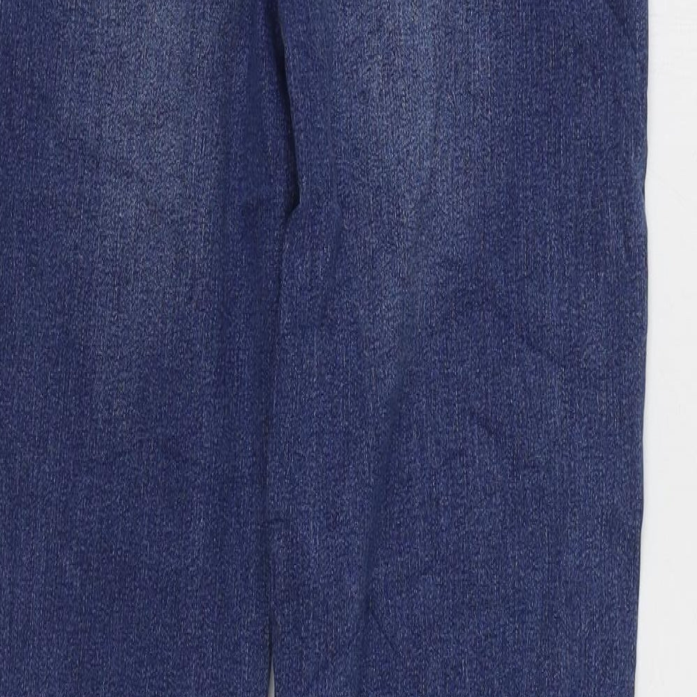 Marks and Spencer Womens Blue Cotton Bootcut Jeans Size 8 L32 in Regular Zip
