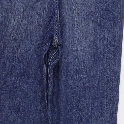Marks and Spencer Womens Blue Cotton Straight Jeans Size 18 L28 in Regular Zip