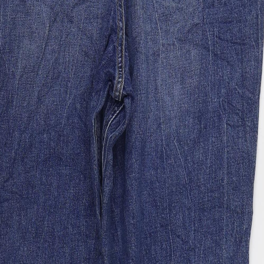 Marks and Spencer Womens Blue Cotton Straight Jeans Size 18 L28 in Regular Zip