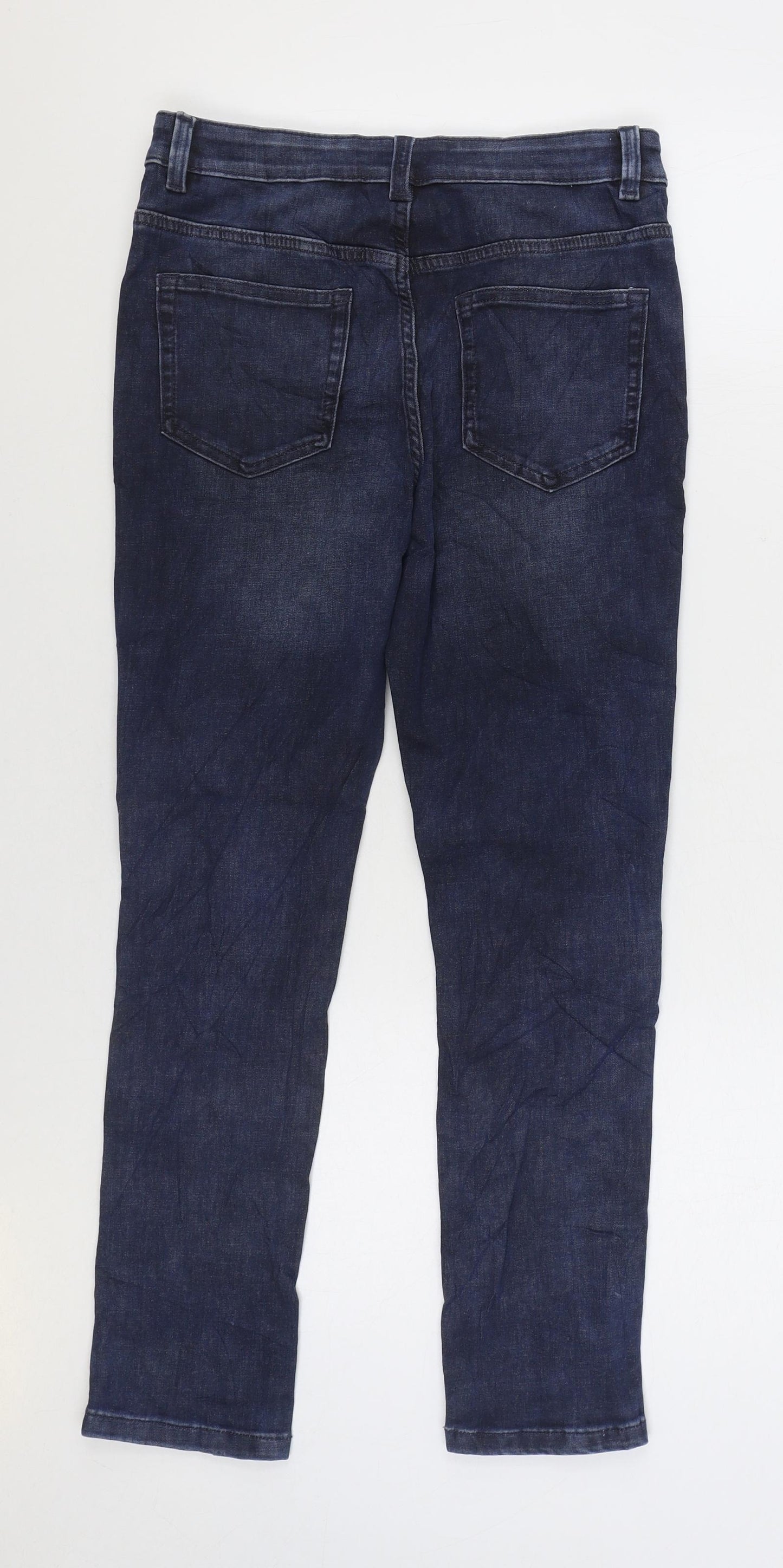 Marks and Spencer Girls Blue Cotton Skinny Jeans Size 11-12 Years L26 in Regular Zip