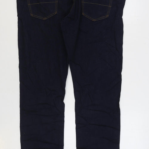 Marks and Spencer Mens Blue Cotton Straight Jeans Size 42 in L33 in Regular Zip