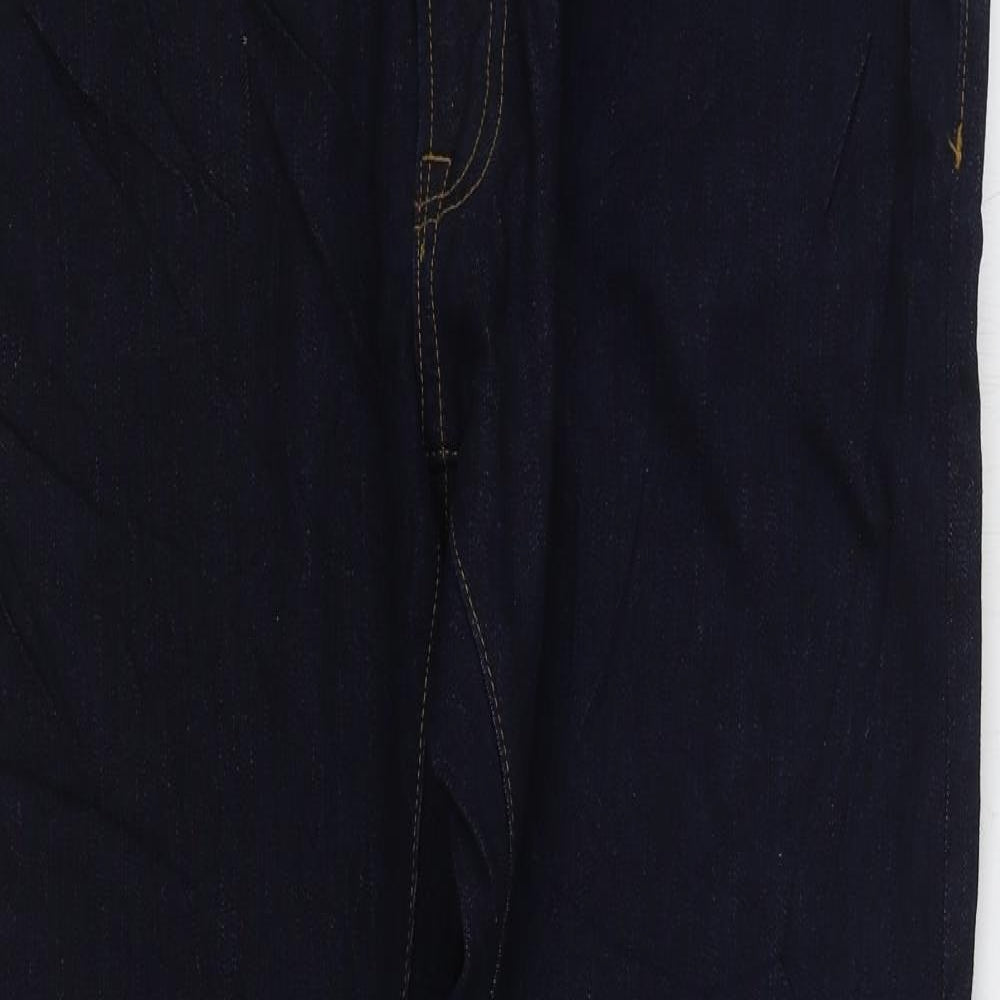 Marks and Spencer Mens Blue Cotton Straight Jeans Size 42 in L33 in Regular Zip