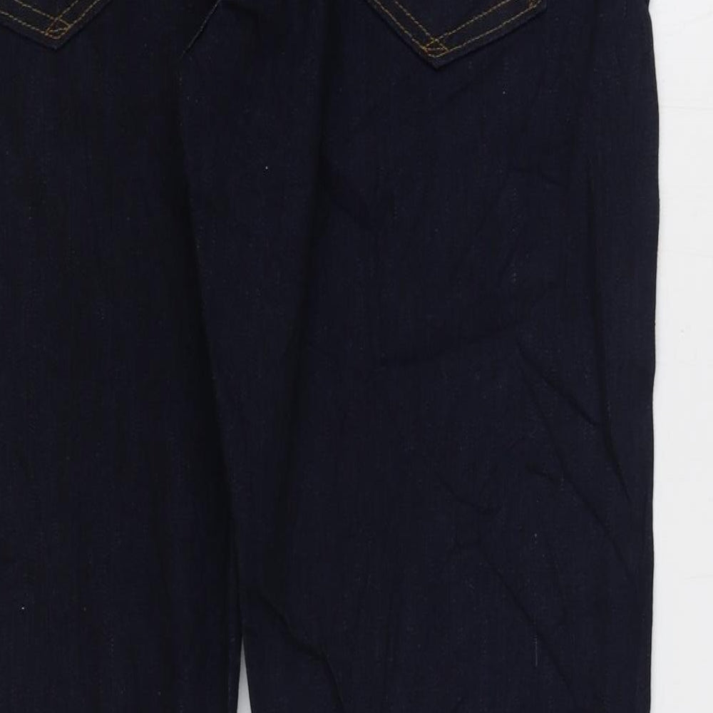 Marks and Spencer Mens Blue Cotton Straight Jeans Size 42 in L33 in Regular Zip