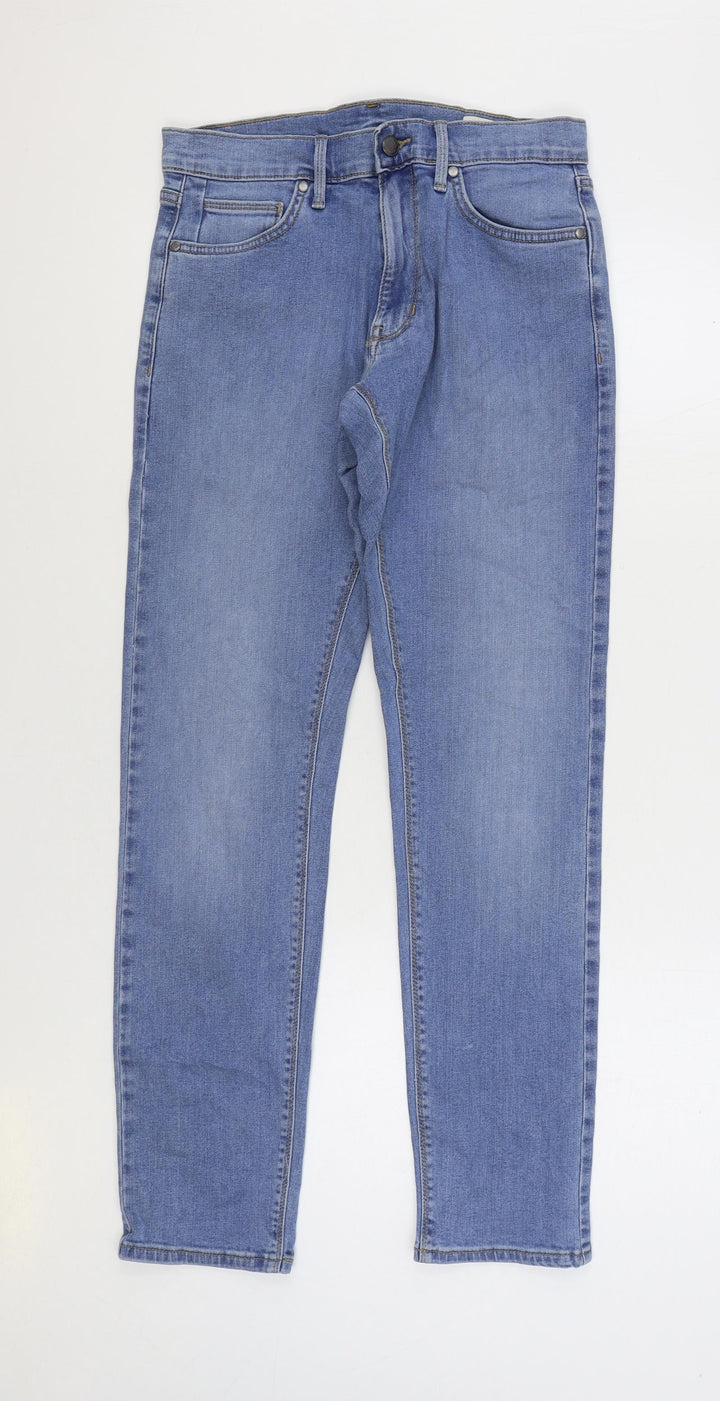 Marks and Spencer Womens Blue Cotton Skinny Jeans Size 30 in L31 in Regular Zip
