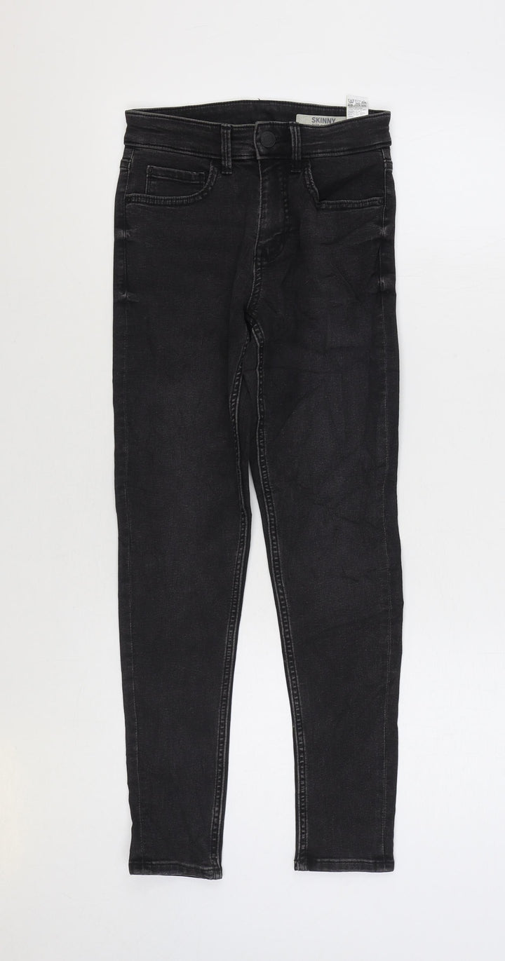 Marks and Spencer Womens Black Cotton Skinny Jeans Size 6 L25 in Regular Zip