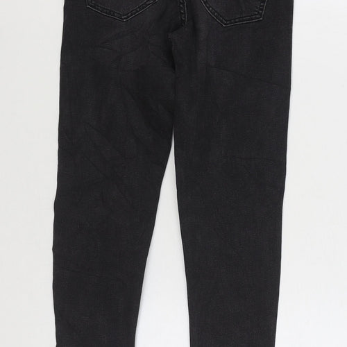 Marks and Spencer Womens Black Cotton Skinny Jeans Size 6 L25 in Regular Zip