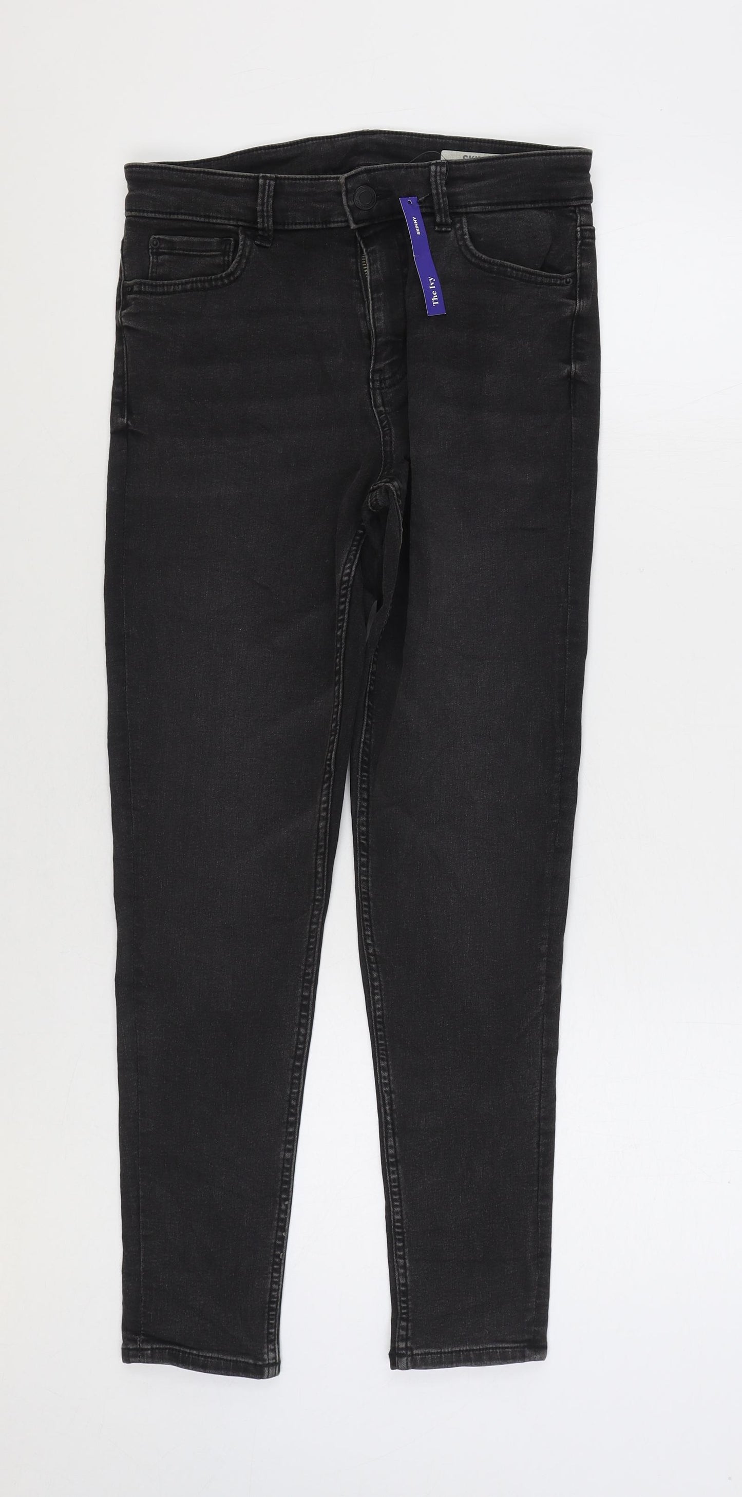 Marks and Spencer Womens Black Cotton Skinny Jeans Size 10 L27 in Regular Zip