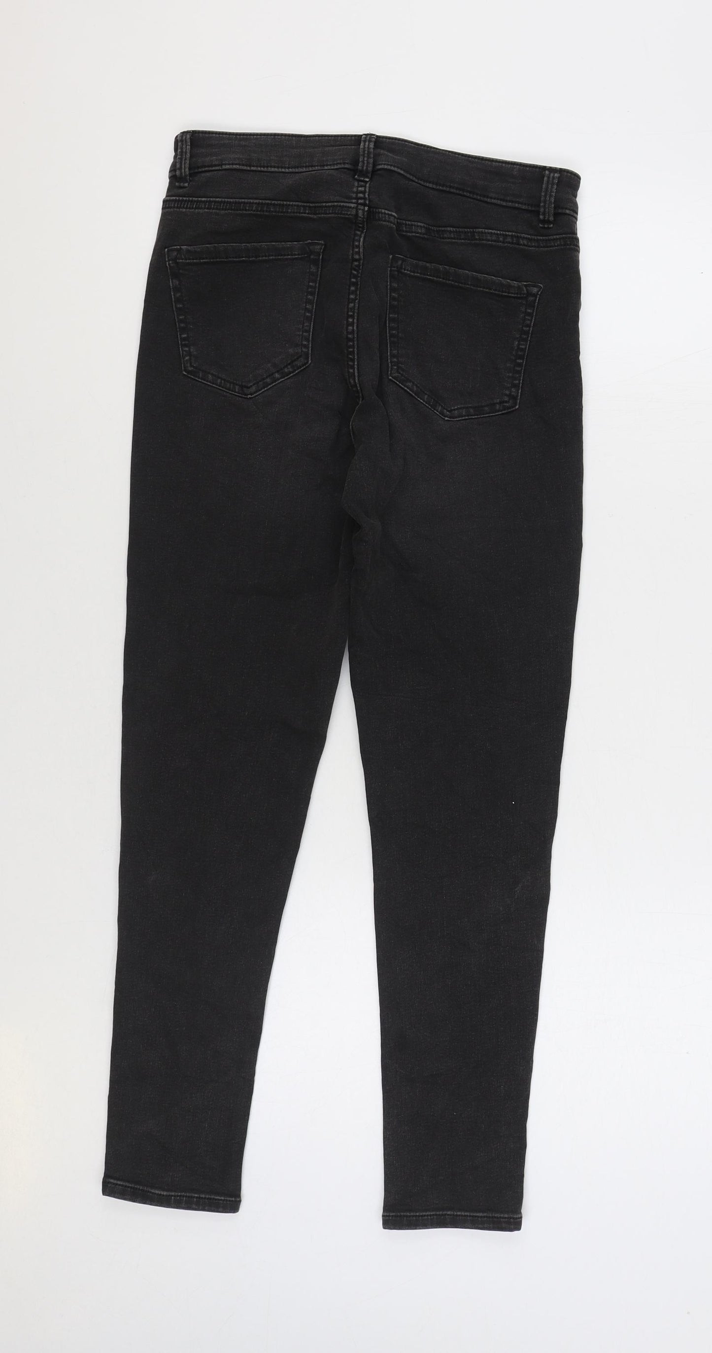 Marks and Spencer Womens Black Cotton Skinny Jeans Size 10 L27 in Regular Zip