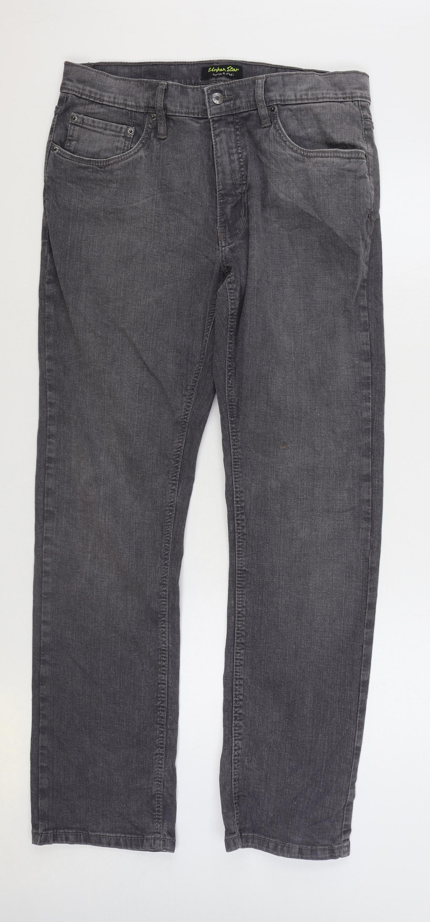 Urban Star Mens Grey Cotton Straight Jeans Size 34 in L32 in Regular Zip