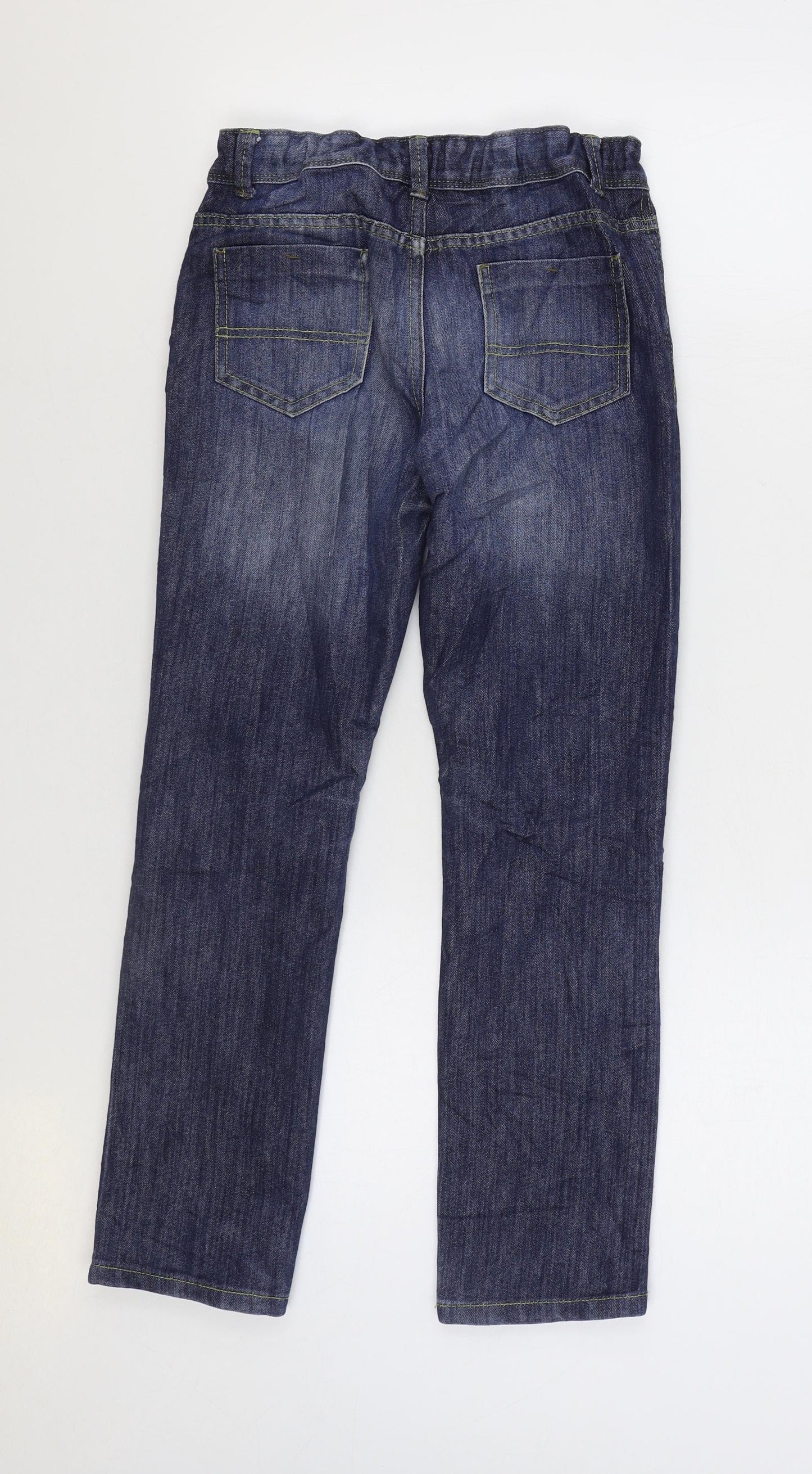 Denim & Co. Girls Blue Cotton Straight Jeans Size 11-12 Years Regular Zip