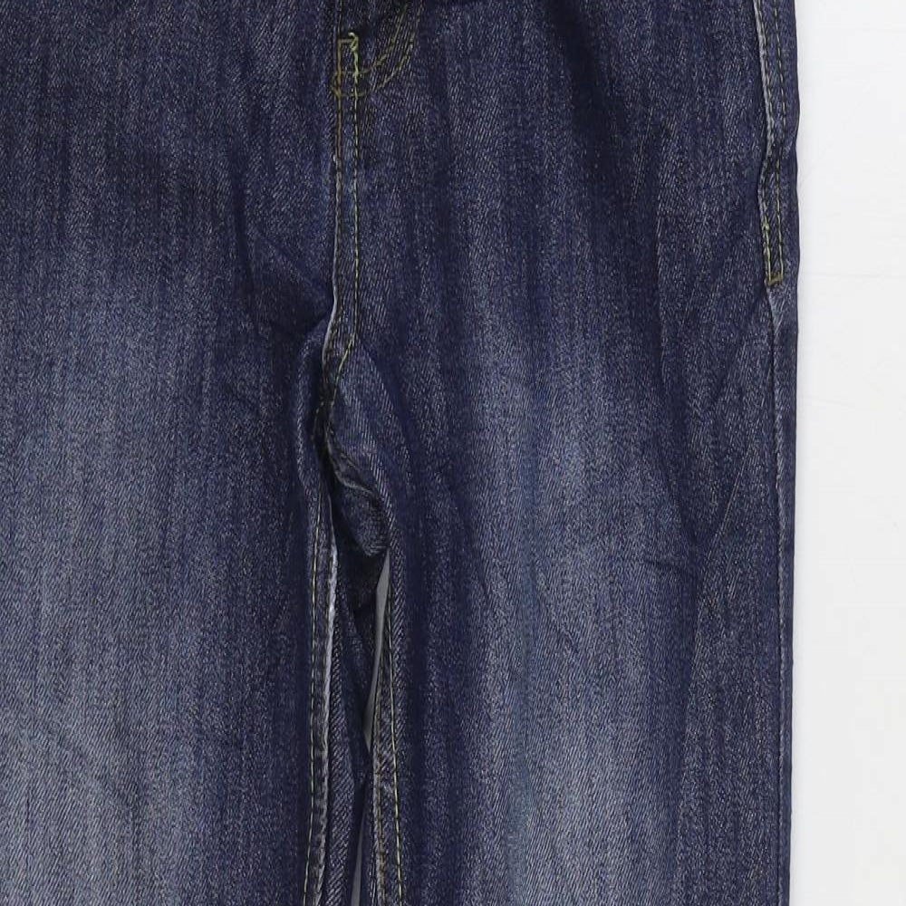 Denim & Co. Girls Blue Cotton Straight Jeans Size 11-12 Years Regular Zip