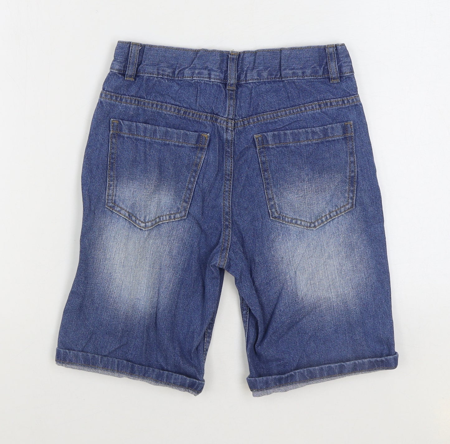 F&F Boys Blue Cotton Bermuda Shorts Size 9-10 Years Regular Zip