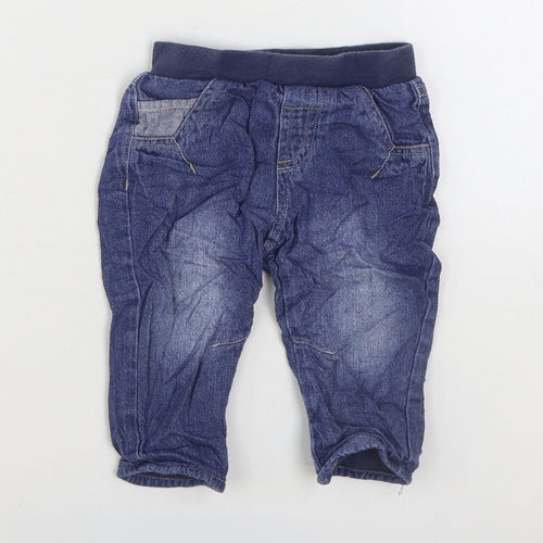George Boys Blue 100% Cotton Jogger Jeans Size 6-9 Months Pullover
