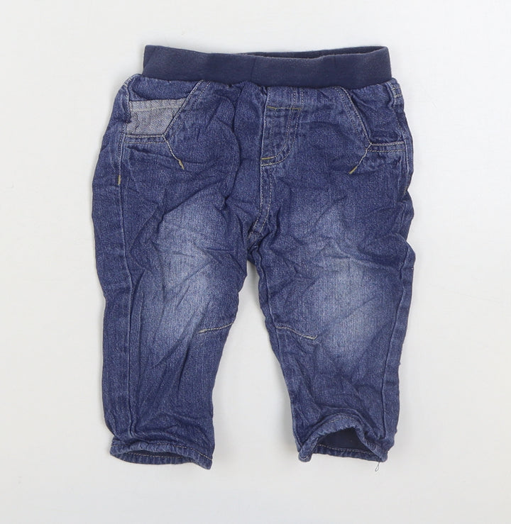 George Boys Blue 100% Cotton Jogger Jeans Size 6-9 Months Pullover