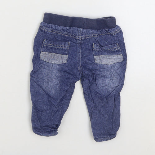George Boys Blue 100% Cotton Jogger Jeans Size 6-9 Months Pullover