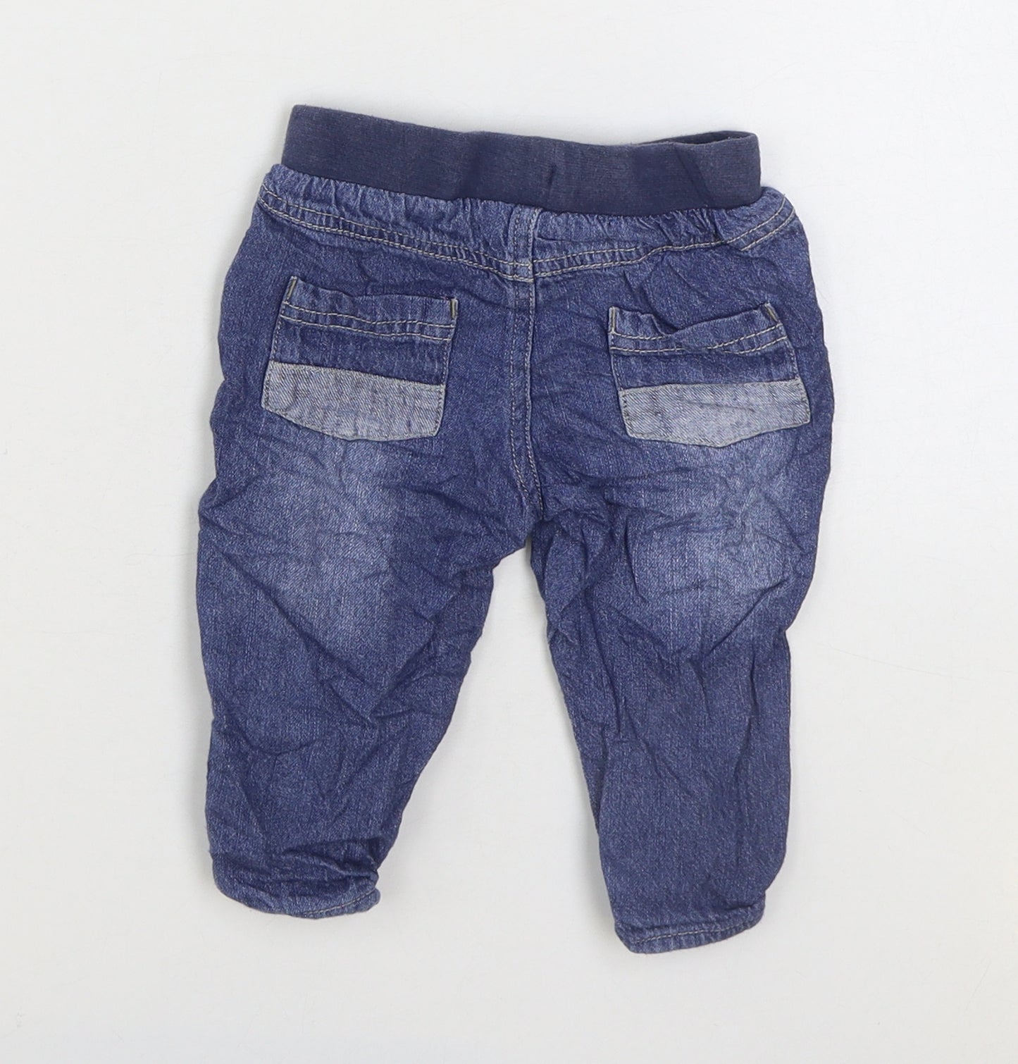 George Boys Blue 100% Cotton Jogger Jeans Size 6-9 Months Pullover