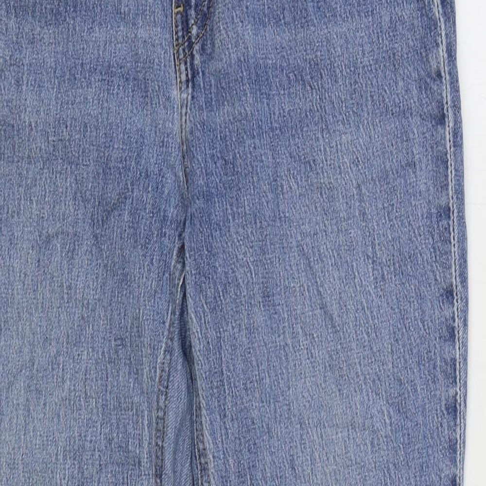 H&M Womens Blue Cotton Straight Jeans Size 10 L26 in Regular Zip