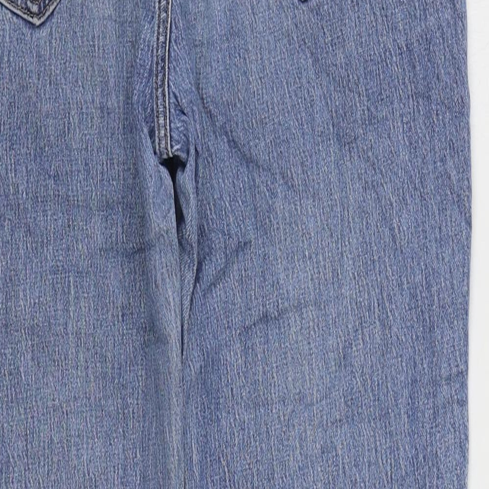H&M Womens Blue Cotton Straight Jeans Size 10 L26 in Regular Zip