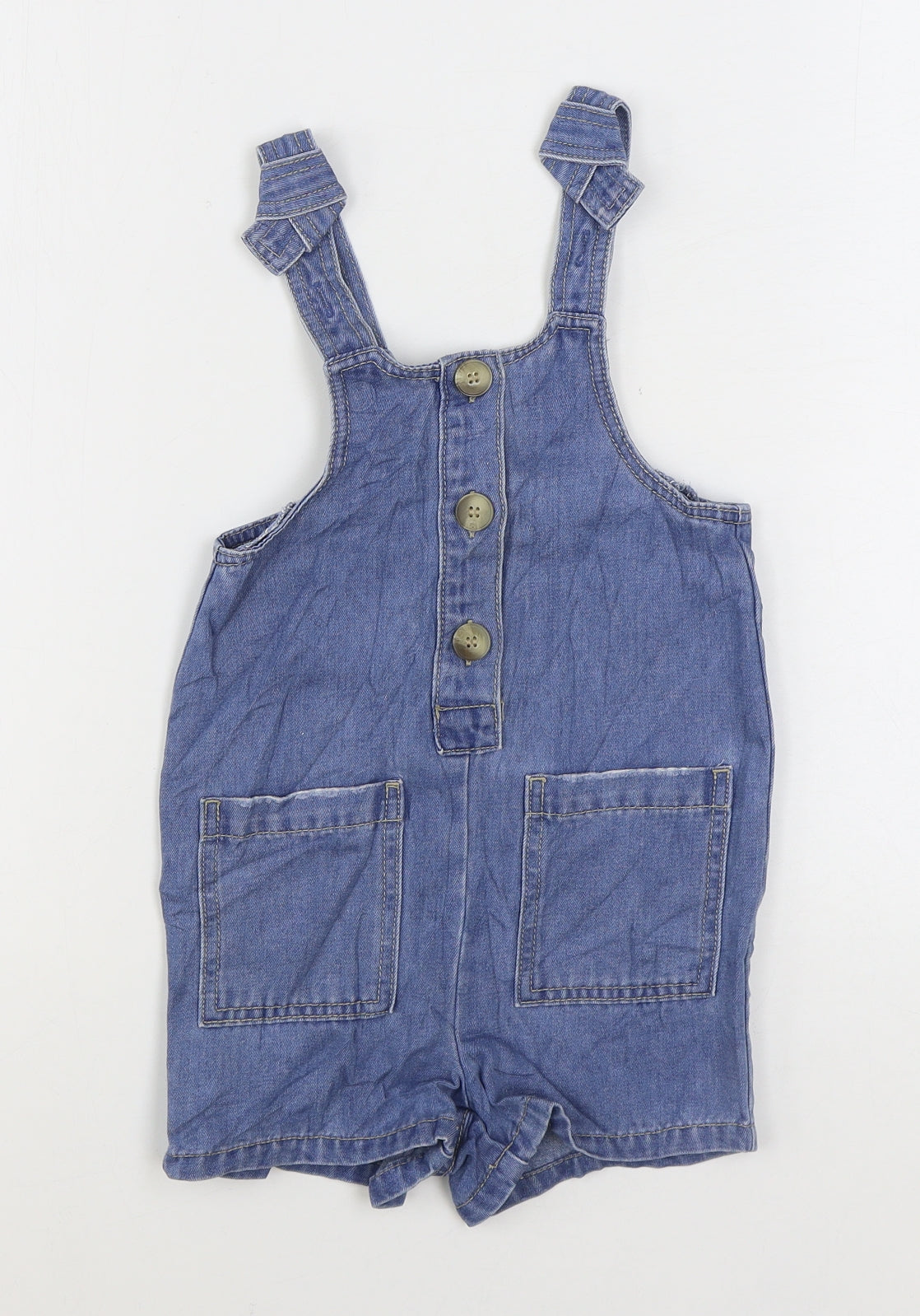 Nutmeg Girls Blue Cotton Romper One-Piece Size 5-6 Years Button