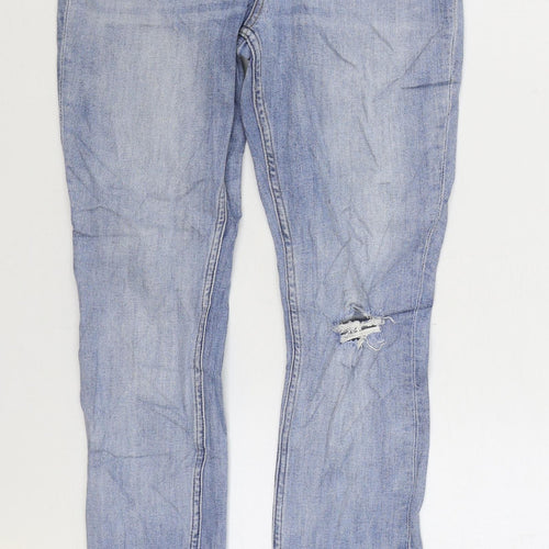 H&M Womens Blue Cotton Skinny Jeans Size 10 L29 in Regular Zip