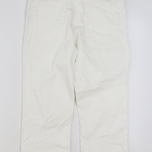 Platform Womens White Cotton Cropped Jeans Size 12 L21 in Regular Zip
