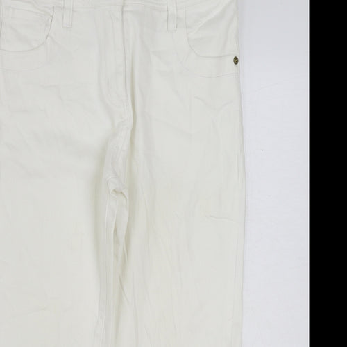 Platform Womens White Cotton Cropped Jeans Size 12 L21 in Regular Zip