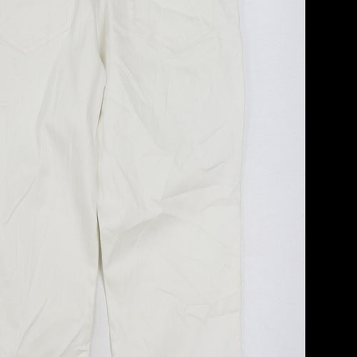 Platform Womens White Cotton Cropped Jeans Size 12 L21 in Regular Zip