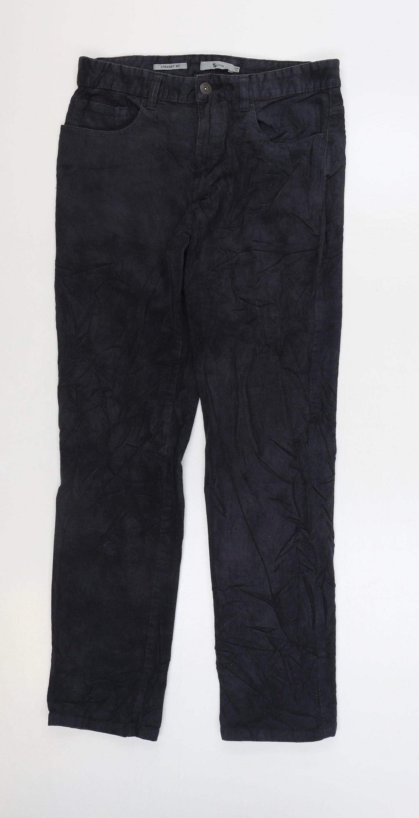 TU Womens Grey Cotton Trousers Size 30 in L32 in Regular Zip