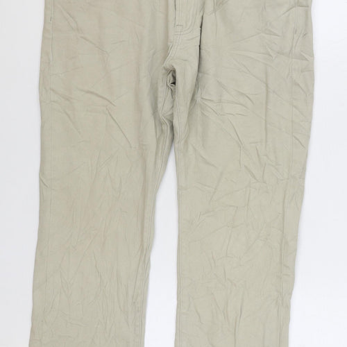 Marks and Spencer Mens Beige Cotton Straight Jeans Size 38 in L29 in Regular Zip