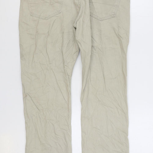 Marks and Spencer Mens Beige Cotton Straight Jeans Size 38 in L29 in Regular Zip