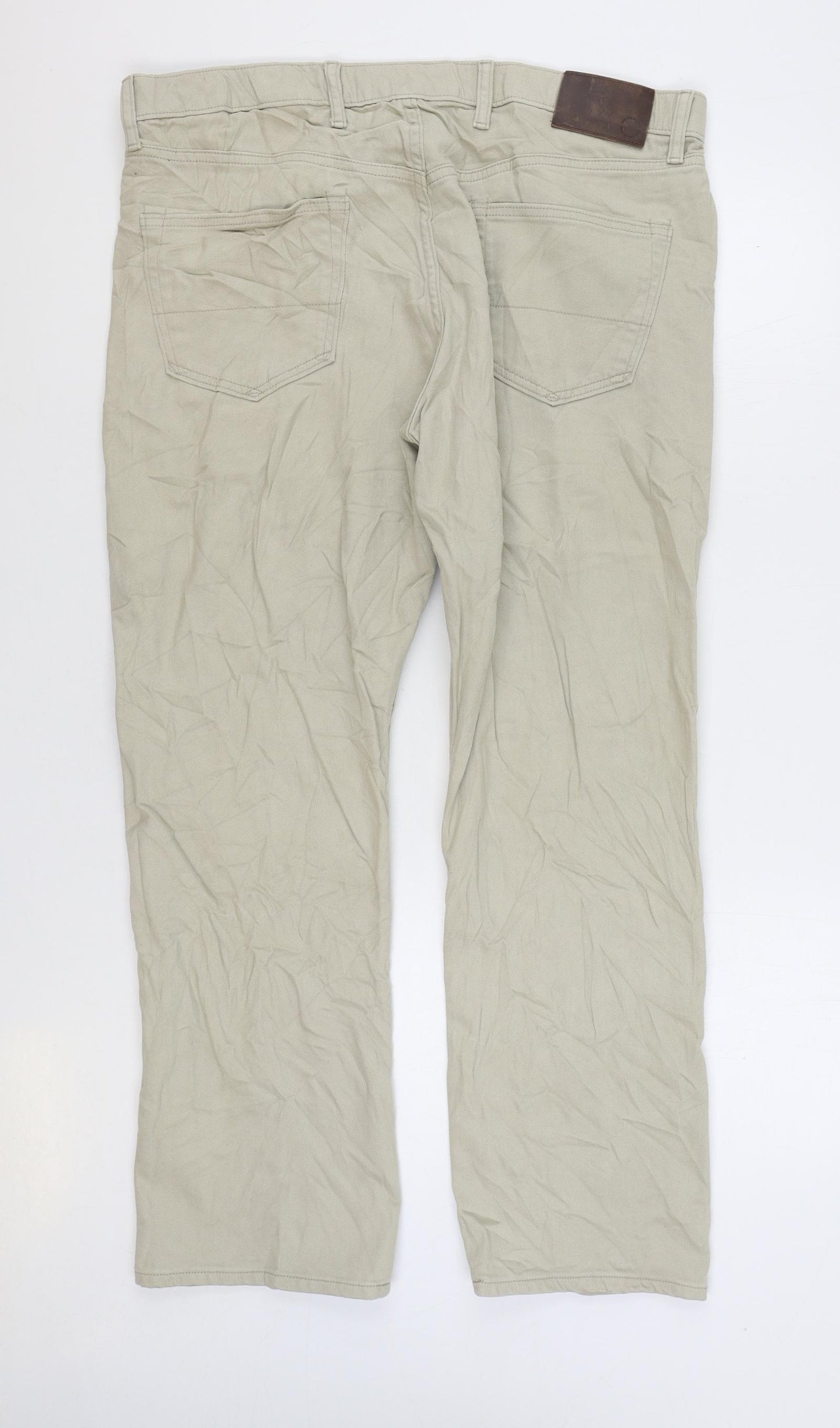 Marks and Spencer Mens Beige Cotton Straight Jeans Size 38 in L29 in Regular Zip