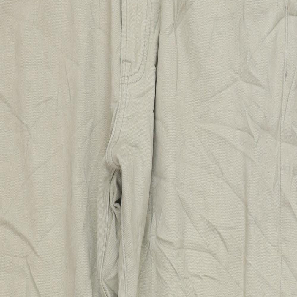 Marks and Spencer Mens Beige Cotton Straight Jeans Size 38 in L29 in Regular Zip