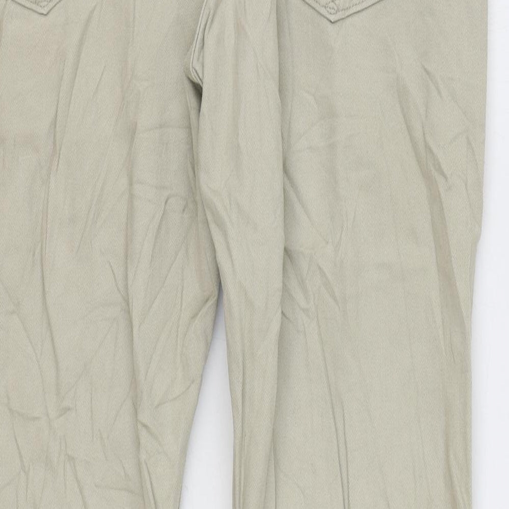 Marks and Spencer Mens Beige Cotton Straight Jeans Size 38 in L29 in Regular Zip