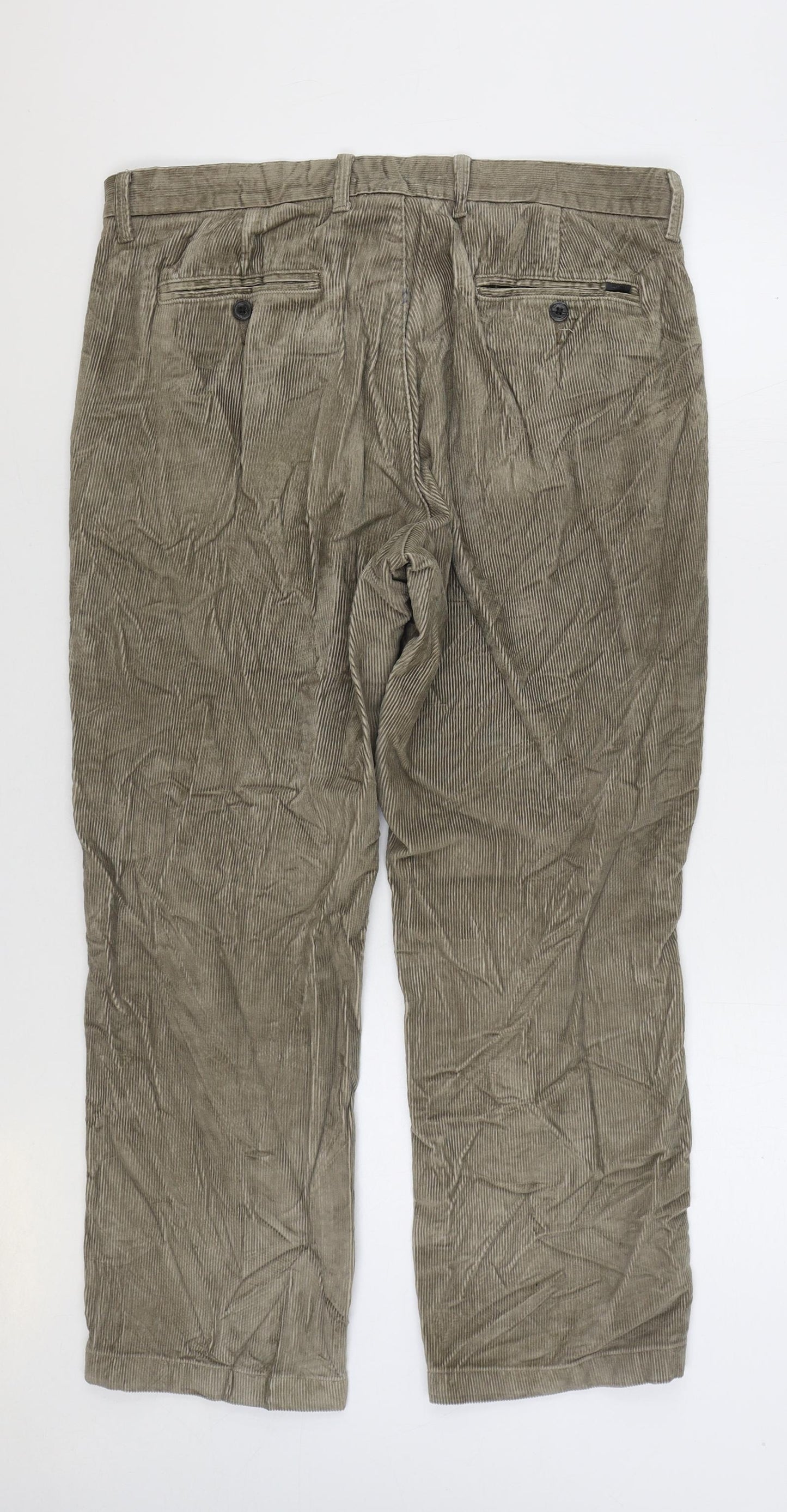 Marks and Spencer Mens Beige Cotton Trousers Size 34 in L29 in Regular Zip