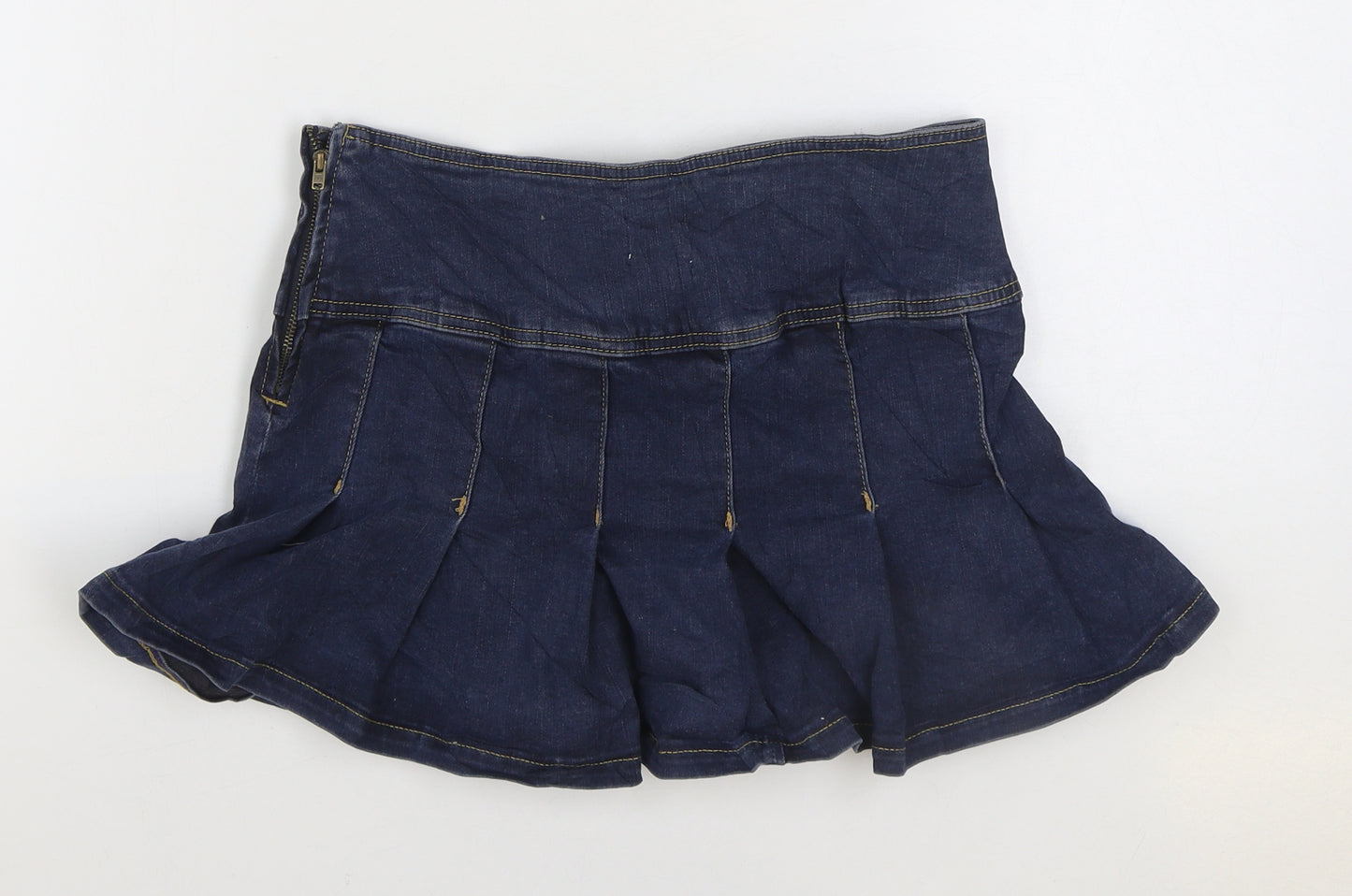 Urban Outfitters Womens Blue Cotton Mini Skirt Size S Zip