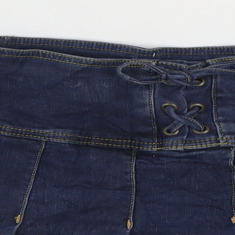 Urban Outfitters Womens Blue Cotton Mini Skirt Size S Zip