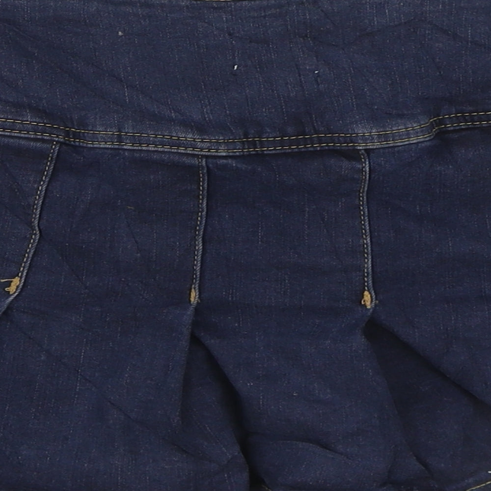 Urban Outfitters Womens Blue Cotton Mini Skirt Size S Zip